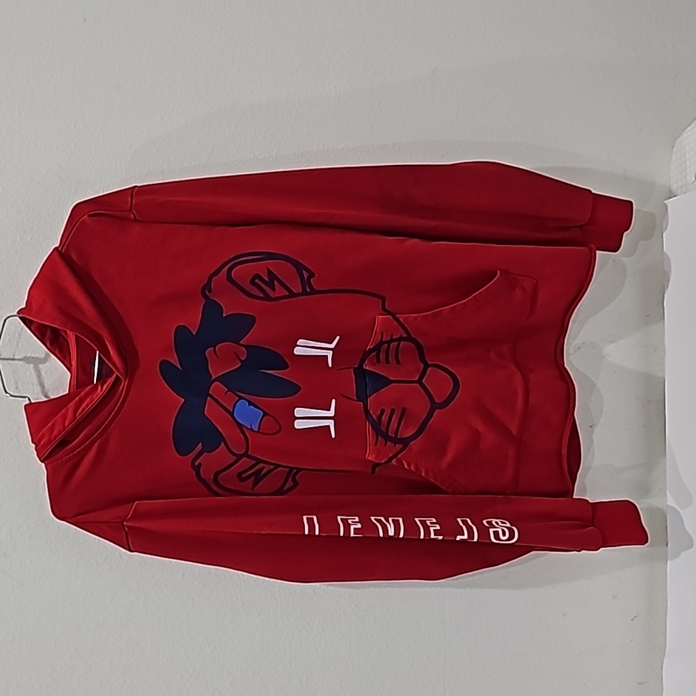 Levels Pullover Red hoodie Mens Sweatshirt with kangaroo pocket Size L